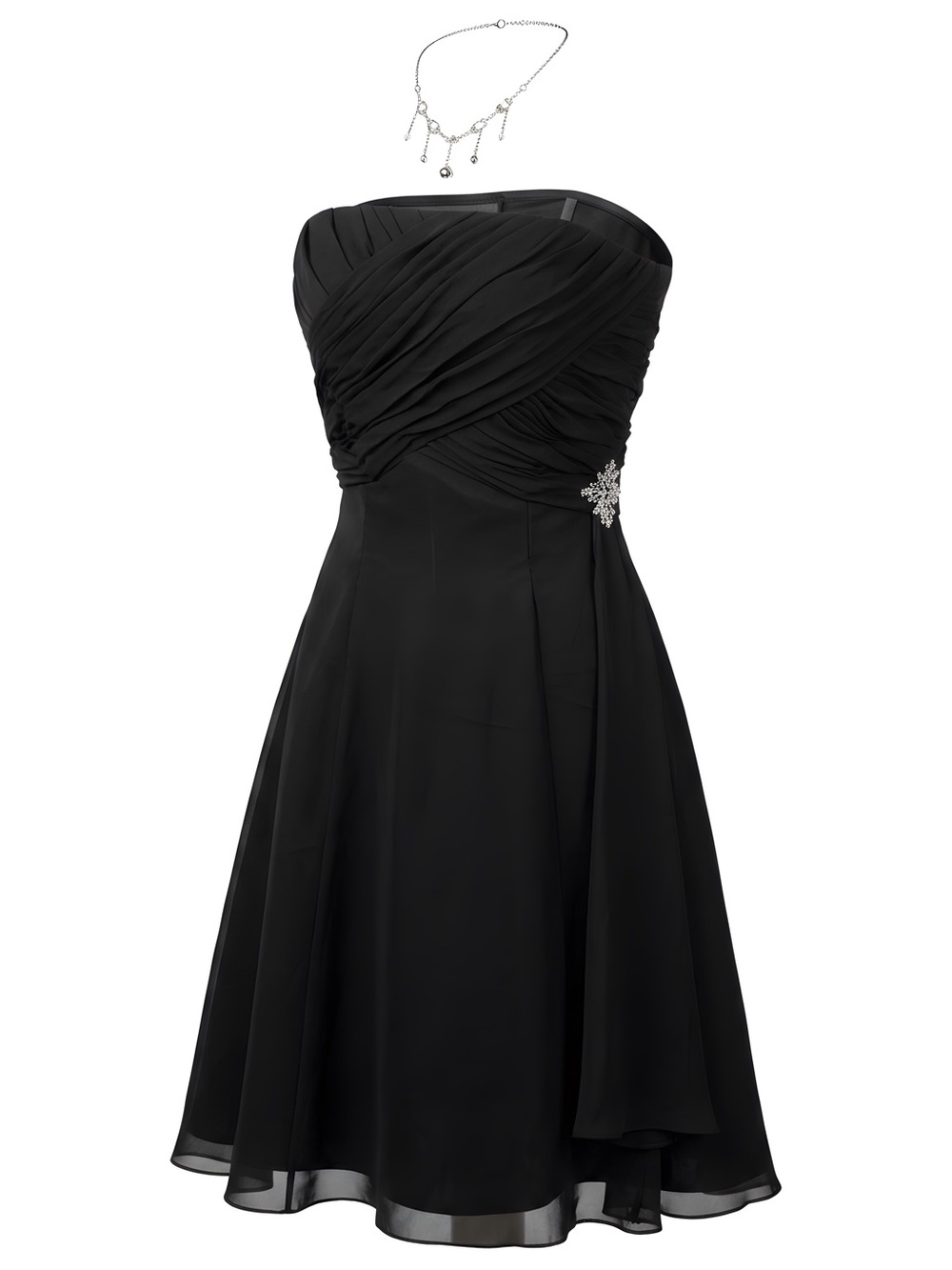 JS Boutique Black Strapless Ruched Cocktail Dress